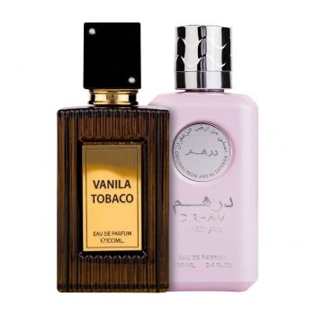 Pachet 2 parfumuri Vanila Tobacco 100 ml si Dirham Wardi 100 ml