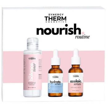 Set de Hidratare pentru Tenul Uscat - Synergy Therm Nourish Routine: In Balance Toner 100 ml, Hydrate Serum 30 ml, Azelaic Serum 30 ml