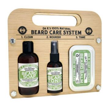 Set ingrijire barba Dr. K Woodland Beard Care System Verde cu ulei de baraba 50 ml, balsam de barba 50 g sapun de barba 100 ml