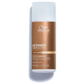 Sampon Hidratant pentru Par Uscat si Lipsit de Stralucire cu Squalan & Omega 9 - Wella Professionals Ultimate Smooth cu Efect Anti-electrizare, 50 ml