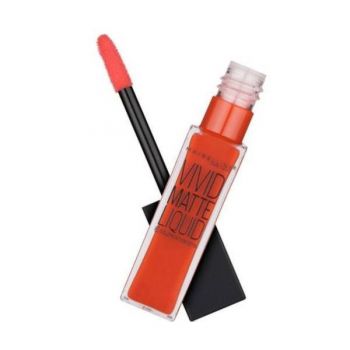 Ruj lichid mat, Maybelline New York, Color Sensational Vivid Matte Liquid, 25 Orange Shot, 8 ml