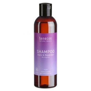 Sampon Vegan Reparare si Stralucire cu Ulei de Argan Bio - Benecos Natural Basics Shampoo Glanz & Reparatur Bio-Arganol, 250 ml