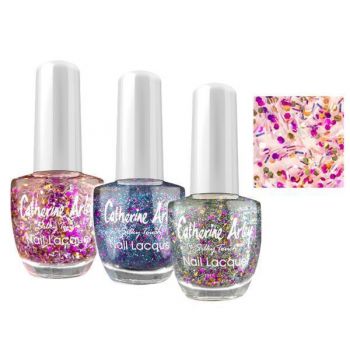 SHORT LIFE - Lac de Unghii Alfar Catherine Arley Silky Touch Glitter, nuanta 755 Geometry Whisper, 14ml