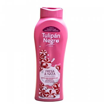 Gel de Dus Tulipan Negro Fresa  Nata  Parfum Dulce si Rasfat pentru Piele 650 ml