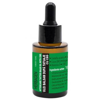 Ulei Balsam dupa Tatuaje cu CBD - Herbagen Aftercare Tattoo Balm Oil with CBD, 30 ml