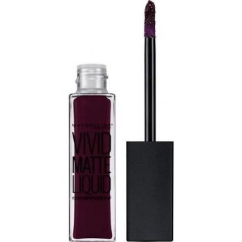 Ruj lichid mat, Maybelline New York, Color Sensational Vivid Matte Liquid, 47 Deepest Plum, 8 ml