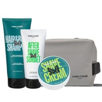 Set cadou pentru barbati Men Rock Routine Goals Kit ( after shave 100 ml + sampon 200 ml + geanta )