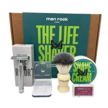 Set cadou pentru barbierit Men Rock Ultimate Classic Shaving Gift Set - Sicilian Lime ( crema de ras 100 ml + pamatuf + aparat de ras + suport pamatuf )