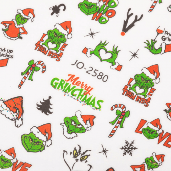 Sticker decor unghii model iarna/Craciun JO-2580 The Grinch - Everin