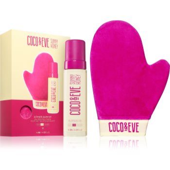 Coco & Eve Sunny Honey Ultimate Glow Kit spumă auto-bronzantă cu mănușă aplicatoare