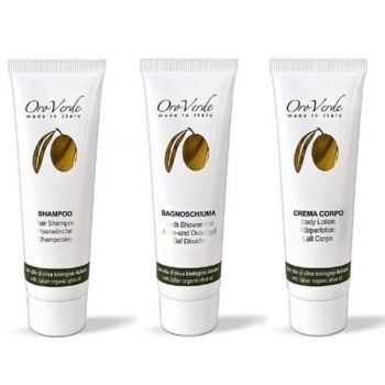 Set Cadou Cosmetice Oroverde cu Ulei de Maslin Sampon 60 ml, Gel Dus 60 ml, Crema Corp 60 ml