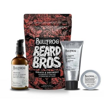 Set pentru ingrijirea barbii si parului Bullfrog Beard Bros - Hydrate & Define Kit ( Gel de ras 100 ml + Balsam barba 100 ml + Gel barba 50 ml )