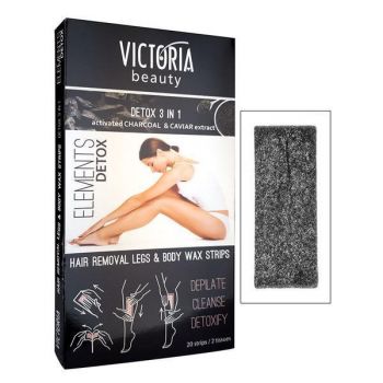 SHORT LIFE - Benzi Depilatoare cu Ceara Rece pentru Corp - Victoria Beauty Detox 3 in 1 Camco, 20 buc