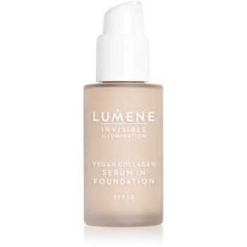 Lumene Invisible Illumination Vegan Collagen Serum in Foundation make-up cu textura usoara cu efect de nutritiv