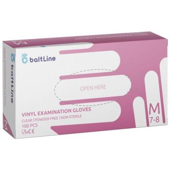 Manusi Transparente Vinil Nepudrate Marimea M - Beautyfor BaltLine Vinyl Examination Gloves, Powder Free, M, 100 buc