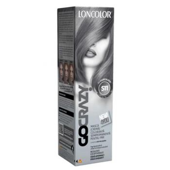 Masca Crema Coloranta Semipermanenta pentru Par - Loncolor GoCrazy, nuanta S11 GoDarkSilver!, 100 ml