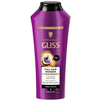 Sampon cu Cafeina si Peptide pentru Par Fragil - Schwarzkopf Gliss Full Hair Wonder Fullness Shampoo for Fragile, Weak Hair, 400 ml