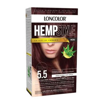 Vopsea Permanenta pentru Par cu Amoniac - Loncolor HempStyle, nuanta 5.5 Castaniu Mahon, 1 pachet