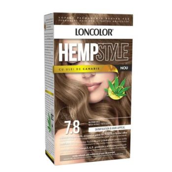 Vopsea Permanenta pentru Par cu Amoniac - Loncolor HempStyle, nuanta 7.8 Blond Bej, 1 pachet