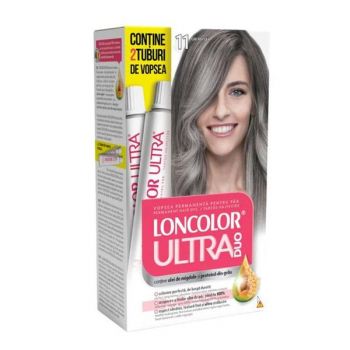 Vopsea Permanenta pentru Par - Loncolor Ultra Duo Max, nuanta 11 Gri Reflex,1 pachet