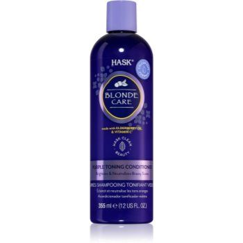 HASK Blonde Care Purple Shampoo balsam pentru păr blond neutralizeaza tonurile de galben