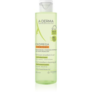 A-Derma Exomega Control 2 in 1 emollient cleansing gel gel de duș pentru piele uscata spre atopica